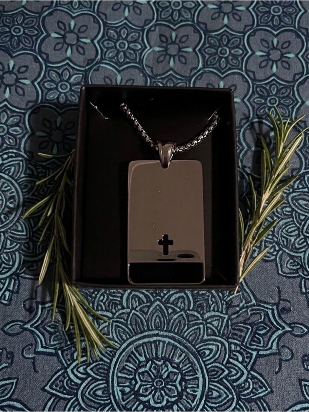 NEW Avon Men's Stainless Steel Onyx Spiritual Necklace, Perfect for Engraving!